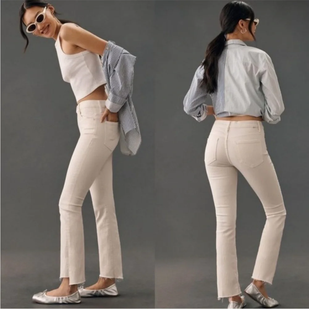 NWT Mother Jeans The Insider Crop Step Fray in Chalk Ivory - Picture 2 of 9